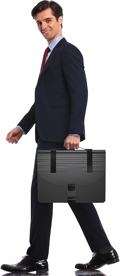 Expanding File Folders with Handle,Accordion File Organizer 13 Expandable Pockets,Portable Filing Box,Adjustable Support Strap,Colored Tabs,Paper Bills Documents Organizer,A4/Letter Size