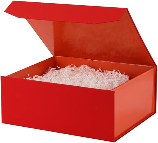 6 Pcs Red Gift Box Large 13x11x5.3 Inch Large Black Gift Box Large Magnetic Gift Box with Crinkle Paper Red Large Gift Box with Shredded Paper Luxury Gift Boxes with Lids for Presents-NeatNest