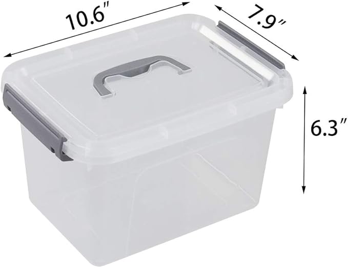 Bringer 6-Pack 5 L Clear Plastic Storage Box, Small Storage Latch Bin-NeatNest
