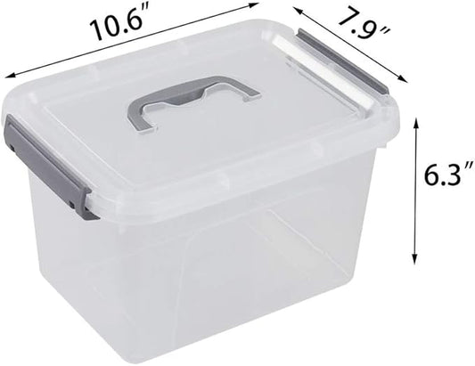 Bringer 6-Pack 5 L Clear Plastic Storage Box, Small Storage Latch Bin-NeatNest