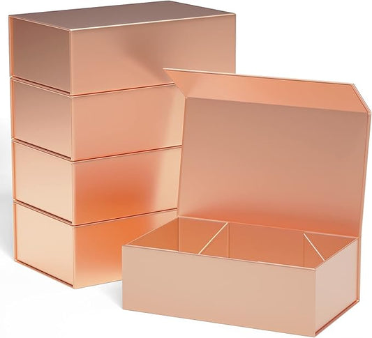 Gift Boxes 10"x6"x3" with Magnetic Closure Lid Gift Boxes for Presents,Bridesmaid Gifts Box,Cute Box,Luxury for Gift Packaging, Magnetic Gift Box for Wrapping Gifts (Rose Gold/5PCS)-NeatNest