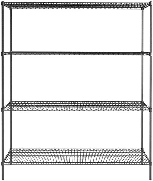 21" x 72" NSF Black Epoxy 4-Shelf Kit with 86" Posts, Heavy Duty Storage Shelving, Wire Shelving Kit, NSF Commercial Storage Rack Unit