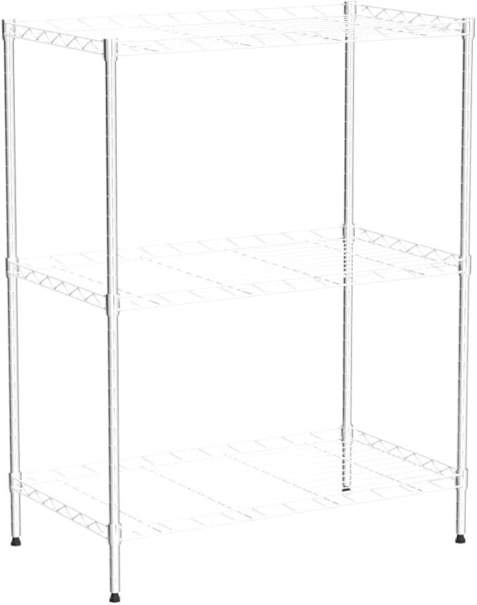 3-Tier Wire Shelving Unit Storage Shelves Shelf Organizer 30"x23"x12" Heavy Duty Metal Storage Rack Wire Rack NSF Height Adjustable for Laundry Bathroom Kitchen Garage Shelving(Chrome)