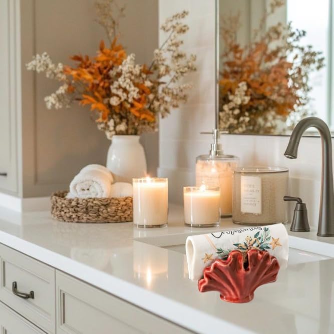 Ceramic Sponge Holder,Sponge Holder for Kitchen Sink,Compact Sink Caddy Organizer-Scouring Pad and Dish Sponge Holders,Farmhouse Kitchens Decor Cute Kitchen Gadgets Accessories(Red)-NeatNest