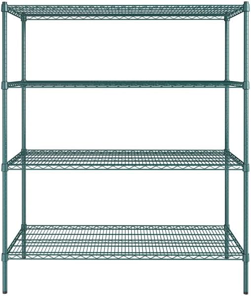 24" x 54" NSF Green Epoxy 4-Shelf Kit with 64" Posts, Heavy Duty Storage Shelving, Wire Shelving Kit, NSF Commercial Storage Rack Unit