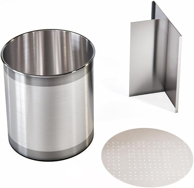 Cooler Kitchen Rotating Extra Large Stainless Steel Utensil Holder Caddy with Sturdy No-Tip Weighted Base, Removable Divider, and Gripped Insert Bottom -Dishwasher Safe Metal Cooking Utensil Holder…-NeatNest