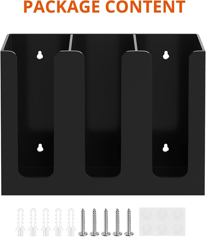 Richboom Acrylic Coffee Cup and Lid Storage Organizer Holder, 3 Compartments, Black-NeatNest