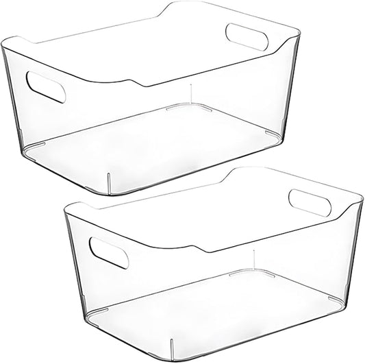 Clear Extra Large Plastic Storage Bins, Pantry Organizers and Storage Containers Fridge Organizer Bins for Organizing Home, Kitchen Organization Under Sink Bathroom Refrigerator Freezer Laundry Room-NeatNest