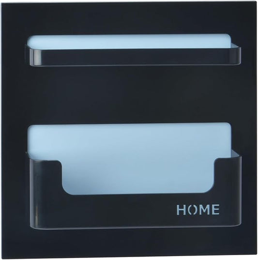 Bright Life Bedside Shelf Bedroom Dorm Room Rack Organizer Storage -Use as Kid Student Wall Shelf to Organize Headphone,Remotes,Glass,Cellphones(Horizontal Type/Black)-NeatNest