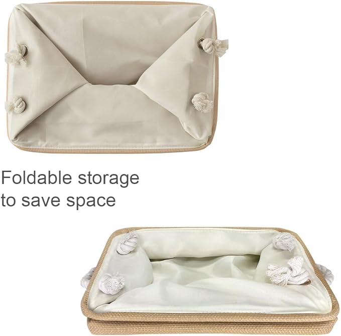 TheWarmHome Organization and Storage Basket for Organizing - 3 Pack 16x12x12 inch Cube Fabric Storage Cubes, Storage Bin for Shelves Gift Closet Organizer Cloth Toy (Beige)-NeatNest
