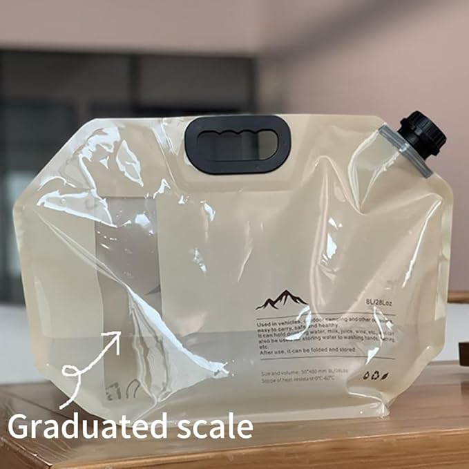 Collapsible 2-Gallon Water Jug Portable Camping Bag with Leak-Proof Spigot Durable BPA-Free 8L Collapsible Water Container for Hiking Camping Emergency Prep (Beige)-NeatNest