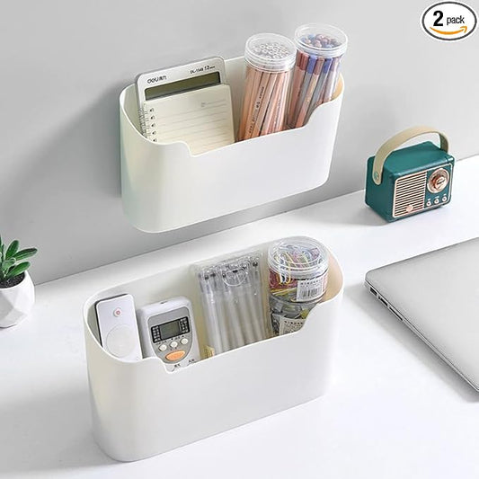 2 Pack Wall Mount Folder Holder File Organizer, Cabinet Door Organizer No Drilling File Holder Hanging File Mail Organizer Magazine Storage for Office Kitchen Bathroom Bedroom Garage