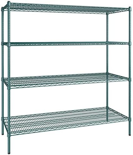 24" x 60" NSF Green Epoxy 4-Shelf Kit with 64" Posts, Heavy Duty Storage Shelving, Wire Shelving Kit, NSF Commercial Storage Rack Unit