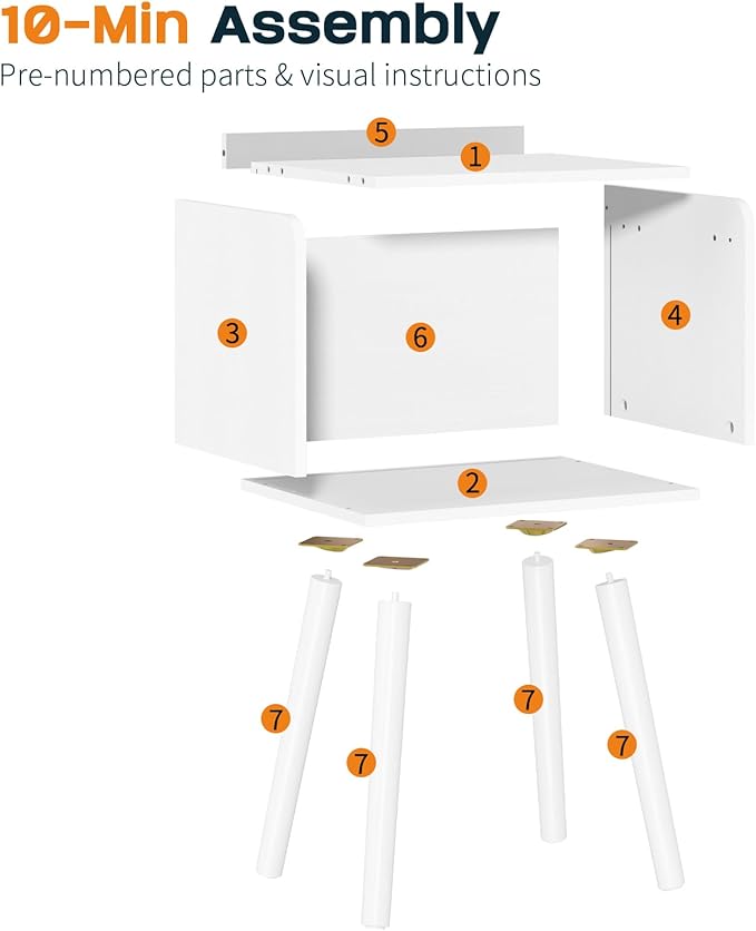 Yoobure Mid Century Modern Nightstand for Small Spaces - Small Side Table with Storage Shelf, Wood End Table Night Stand, Vintage End Tables Living Room, Minimalist Side Tables for Bedroom Dorm Office