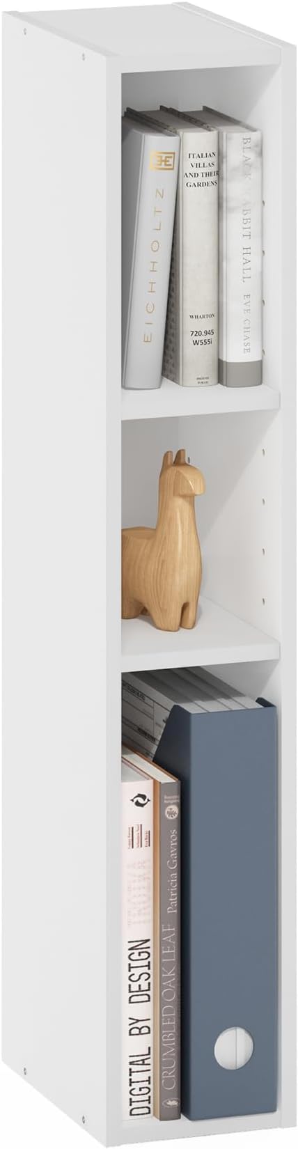 Furinno Fulda 3-Tier Space Saving Storage Shelf Bookcase, 6-Inch Width, White-NeatNest