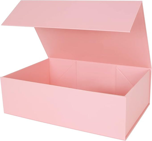 Aimyoo Pink Collapsible Gift Box with Magnetic Closure Lids 13.8x9x4.3 in, Large Bridesmaid Groomsman Proposal Boxes, Rectangle Present Box for Graduation Birthday Storage 1 Pack-NeatNest