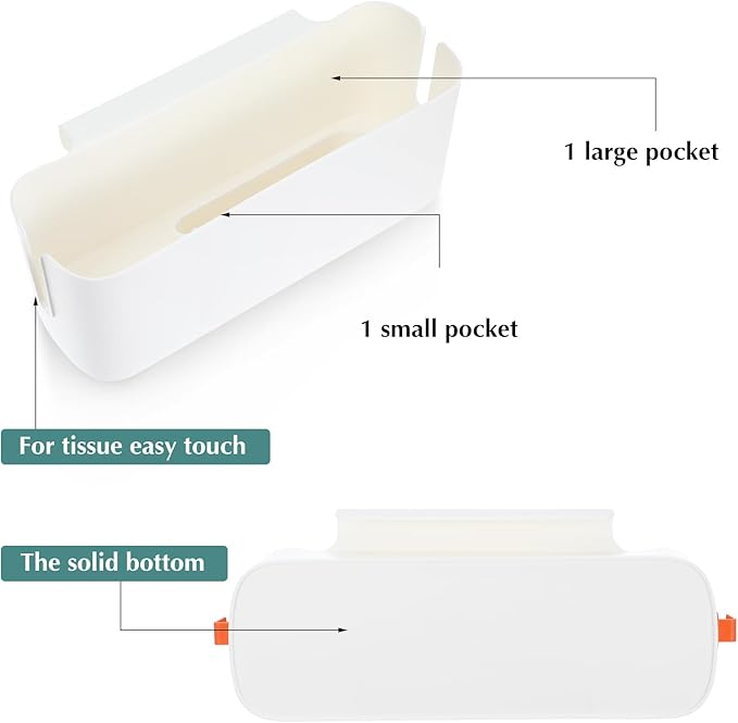2 Pcs Bedside Storage Organizer Bedside Caddy Hanging Organizer Bunk Bed Bedside Shelf Holder Pocket for College Dorm Room Baby Bed Rails (White)-NeatNest