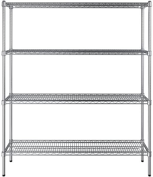 14" x 54" NSF Chrome 4-Shelf Kit with 64" Posts, Heavy Duty Storage Shelving, Wire Shelving Kit, NSF Commercial Storage Rack Unit
