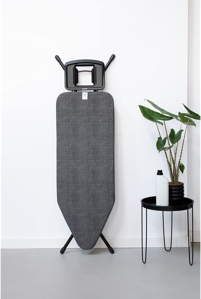 Brabantia - Ironing Board C - Flexible Steam Iron Rest - Adjustable in Height - Non-Slip Rubber Feet - Cover and Pad - Solid Foldable Unit - Denim Black - 49x18 Inches
