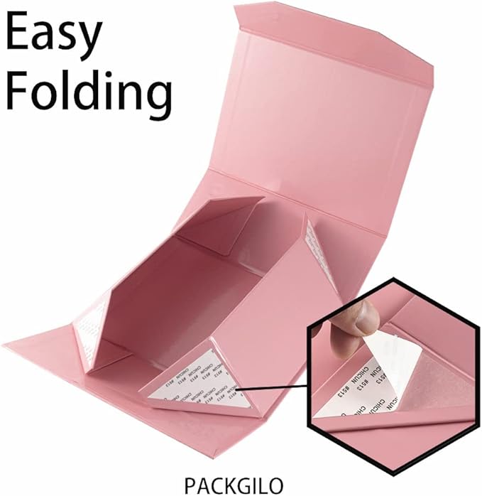 1Pcs Pink 9.5x7x4 Inch Gift Box, Small Magnetic Box with Lid Pink Small Gift Box for Bridesmaid proposal Foldable Magnetic Closure Storage Boxes-NeatNest