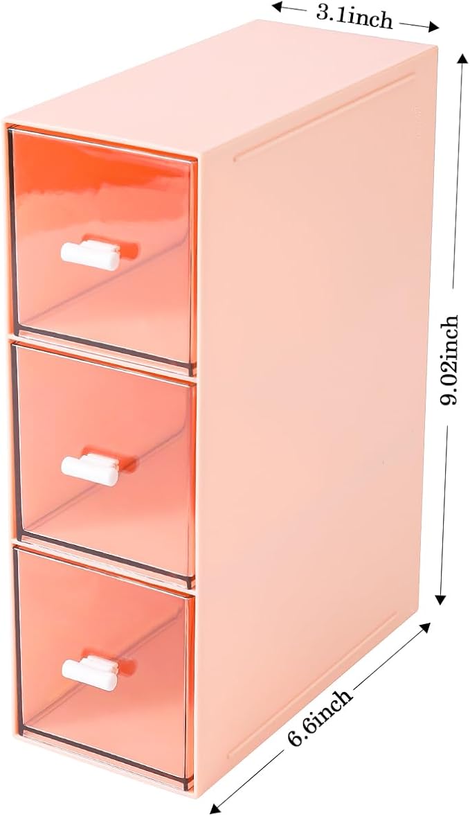 Plastic 3 Drawer Organizer for Cosmetic Storage, Desk Organizer, Makeup Organizer for nail polish, Lipstick, Brushes, Jewelry, Skincare, Bathroom Organization Boxes - Pink-NeatNest