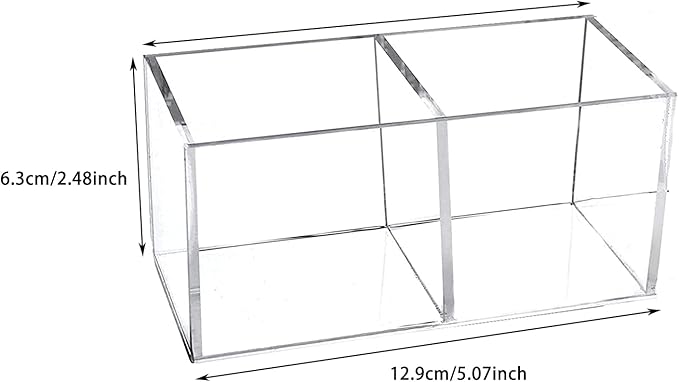 dedoot Acrylic Drawer Organizer, Clear 2 Compartment 2 Section Makeup Organizer Transparent Plastic Makeup Brush Holder Makeup Jewelry Accessories Storage Acrylic Square Cube Box,5x2.5x2.3 Inch-NeatNest