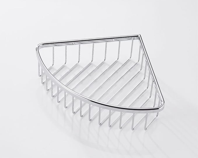 Corner Shower Caddy Basket,Shower Wall Shampoo Shelf Soap Holder,Full Brass Wire Basket for Inside Shower Storage and Bathtub Organizer in Polished Chrome