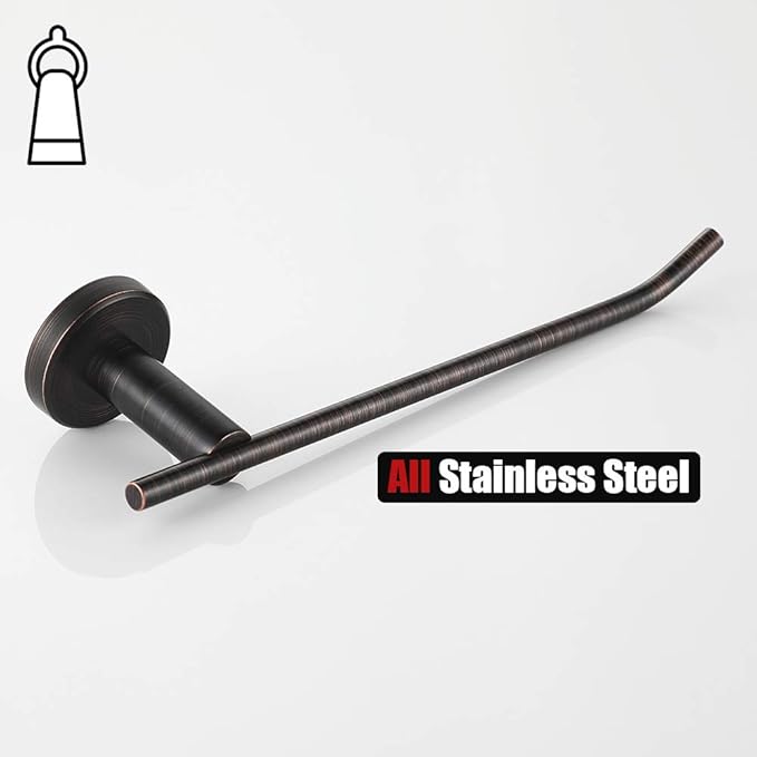 JQK Hand Towel Bar Oil Rubbed Bronze, Stainless Steel Towel Ring for Bathroom, 9 Inch Necklace Holder Wall Mount Right Hand, TR100-ORB