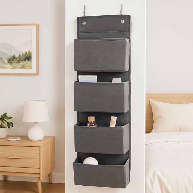 Joyful Moose Over the Door Hanging Organizer Closet Storage Bins Grey-NeatNest
