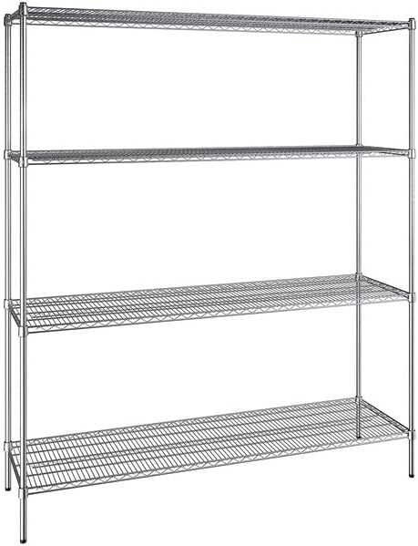 21" x 72" NSF Chrome 4-Shelf Kit with 86" Posts, Heavy Duty Storage Shelving, Wire Shelving Kit, NSF Commercial Storage Rack Unit