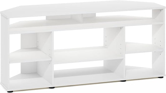 Furinno Besi No Tools Assembly Industrial Style TV Stand, Entertainment Center for 50 inch TV, White-NeatNest