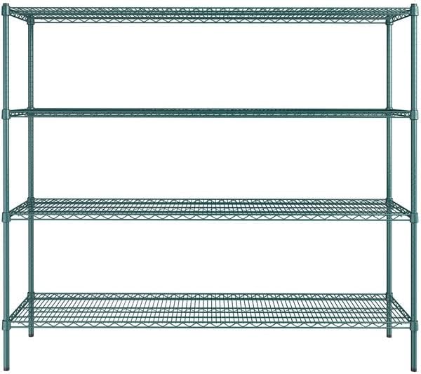 18" x 72" NSF Green Epoxy 4-Shelf Kit with 64" Posts, Heavy Duty Storage Shelving, Wire Shelving Kit, NSF Commercial Storage Rack Unit
