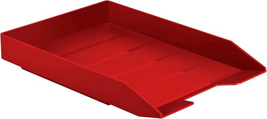 Acrimet Stackable Letter Tray Front Load, Letter Size, Plastic, Solid Red Color, 1 Unit-NeatNest