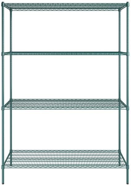 24" x 60" NSF Green Epoxy 4-Shelf Kit with 86" Posts, Heavy Duty Storage Shelving, Wire Shelving Kit, NSF Commercial Storage Rack Unit