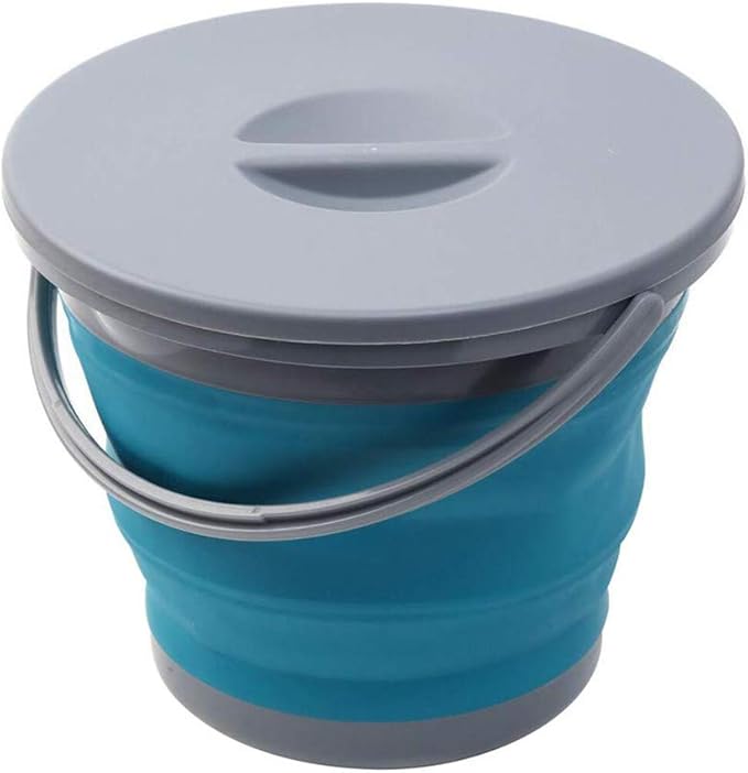 Ahyuan Collapsible Water Bucket with Locking Lid Multifunction Foldable Round Tub Water Pot Portable Water Pail Space Saving Water Container for RV, Camping, Marine, Outdoor Activities and Home (Blue)-NeatNest