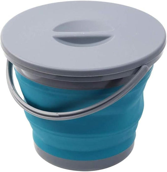 Ahyuan Collapsible Water Bucket with Locking Lid Multifunction Foldable Round Tub Water Pot Portable Water Pail Space Saving Water Container for RV, Camping, Marine, Outdoor Activities and Home (Blue)-NeatNest