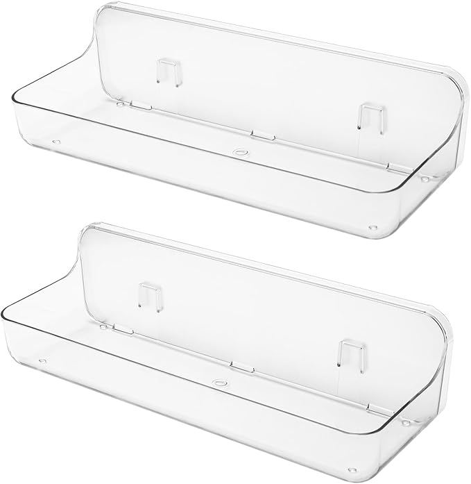 2pc Acrylic Wall Mount Organizer, Adhesive Shelf, Bathroom Shelves for Wall, Self Adhesive Organizer, Shower Caddies, No Drilling Hang Wall,with 3pack Tapes, for Bathroom, Kitchen, Living Room-NeatNest