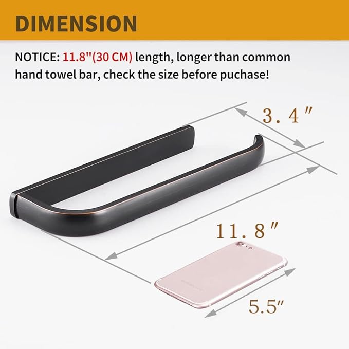 BESy Brass Hand Towel Bar for Bathroom Oil Rubbed Bronze, Rustproof Wall Mounted Towel Rack Hanger Bathroom Hardware Accessories Towel Holder 12 Inch-NeatNest