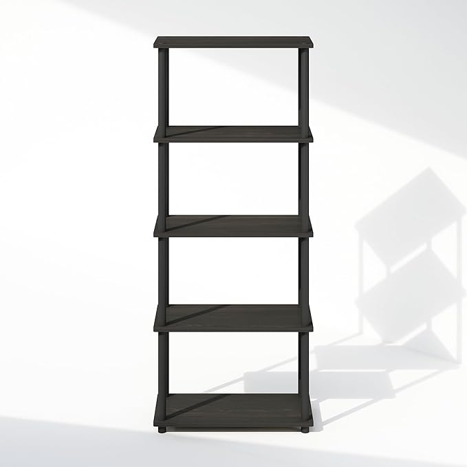 Furinno Turn-N-Tube 5-Tier Multipurpose Compact Bookcase, Espresso/Black-NeatNest