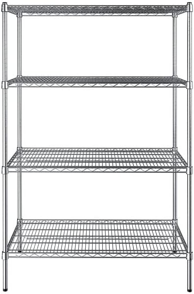 24" x 42" NSF Chrome 4-Shelf Kit with 64" Posts, Heavy Duty Storage Shelving, Wire Shelving Kit, NSF Commercial Storage Rack Unit