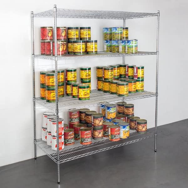 30" x 60" NSF Chrome 4-Shelf Kit with 74" Posts, Heavy Duty Storage Shelving, Wire Shelving Kit, NSF Commercial Storage Rack Unit