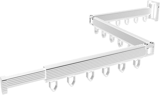 Clothes Drying Rack, Wall Mounted Clothes Hanger Rack Collapsible(Tri-Fold), Space Saver Clothes Rack for Laundry Balcony Mudroom Bedroom,White