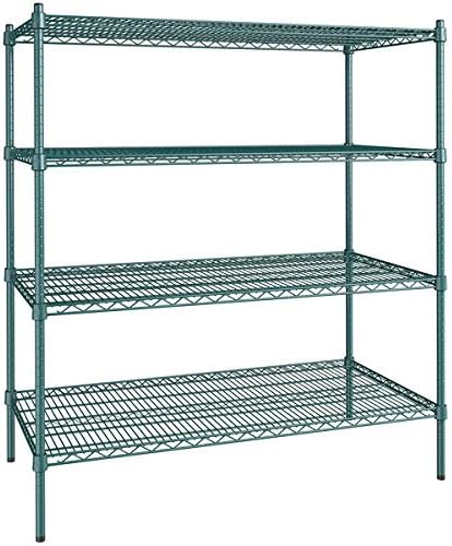 24" x 48" NSF Green Epoxy 4-Shelf Kit with 54" Posts, Heavy Duty Storage Shelving, Wire Shelving Kit, NSF Commercial Storage Rack Unit