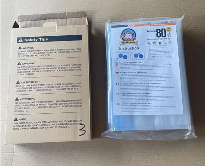 BoxLegend Vacuum Bag 6 Pieces, 3L*80x60cm +3S*60x40cm,Vacuum Storage Bag Travel Vacuum Reusable Garment Bag for Clothing Duvets Bed Wash Pillow Wool Blankets-NeatNest