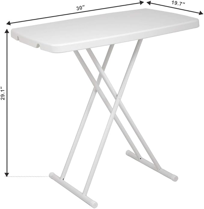 BWM.Co Portable Folding Height-Adjustable Table fot Picnic Beach Personal Desk Home Dining Table for Small Space with X-Crossed Feet for Business or Home Use,Easy Assembly, White-NeatNest