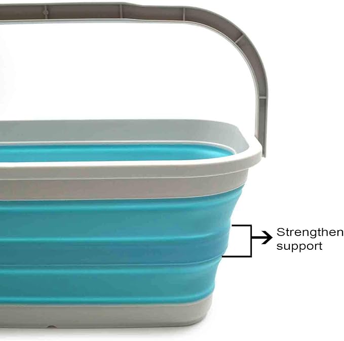 SAMMART 11.6L (3.06 Gallon) Collapsible Rectangular Handy Basket/Bucket (Bright Blue, 1)