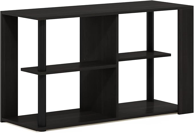 Furinno Romain Narrow End Table with Shelves, Espresso/Black-NeatNest