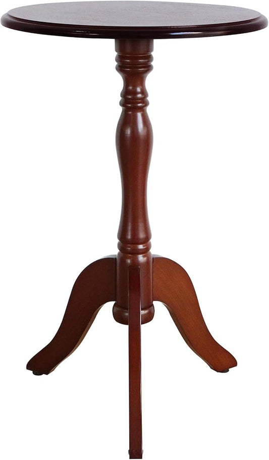 HLR Round Small End Table, Wooden Pedestal Side Coffee Tables, Vintage Accent Nightstand for Living Room, Bedroom, Entryway (1, Dark Brown)