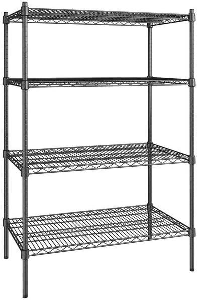 21" x 36" NSF Black Epoxy 4-Shelf Kit with 54" Posts, Heavy Duty Storage Shelving, Wire Shelving Kit, NSF Commercial Storage Rack Unit