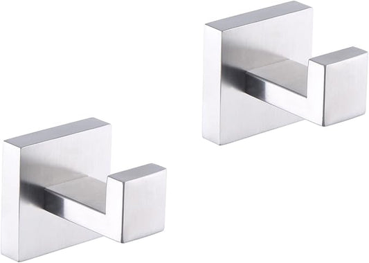 GERZWY Brushed Stainless Steel Towel Hook Robe Hook Coat Hook Heavy Duty Wall Mounted Luxury Hooks for Bathroom Hotel 2 Pack FG1607-2LS